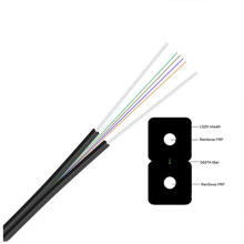 Self-supporting 4 core single mode fiber drop cable with 2 FRP strength GJXFH
